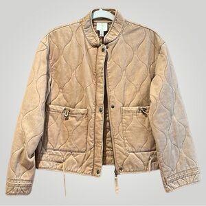 JOIE Quilted Cotton Barn Chore Coat Bomber Jacket